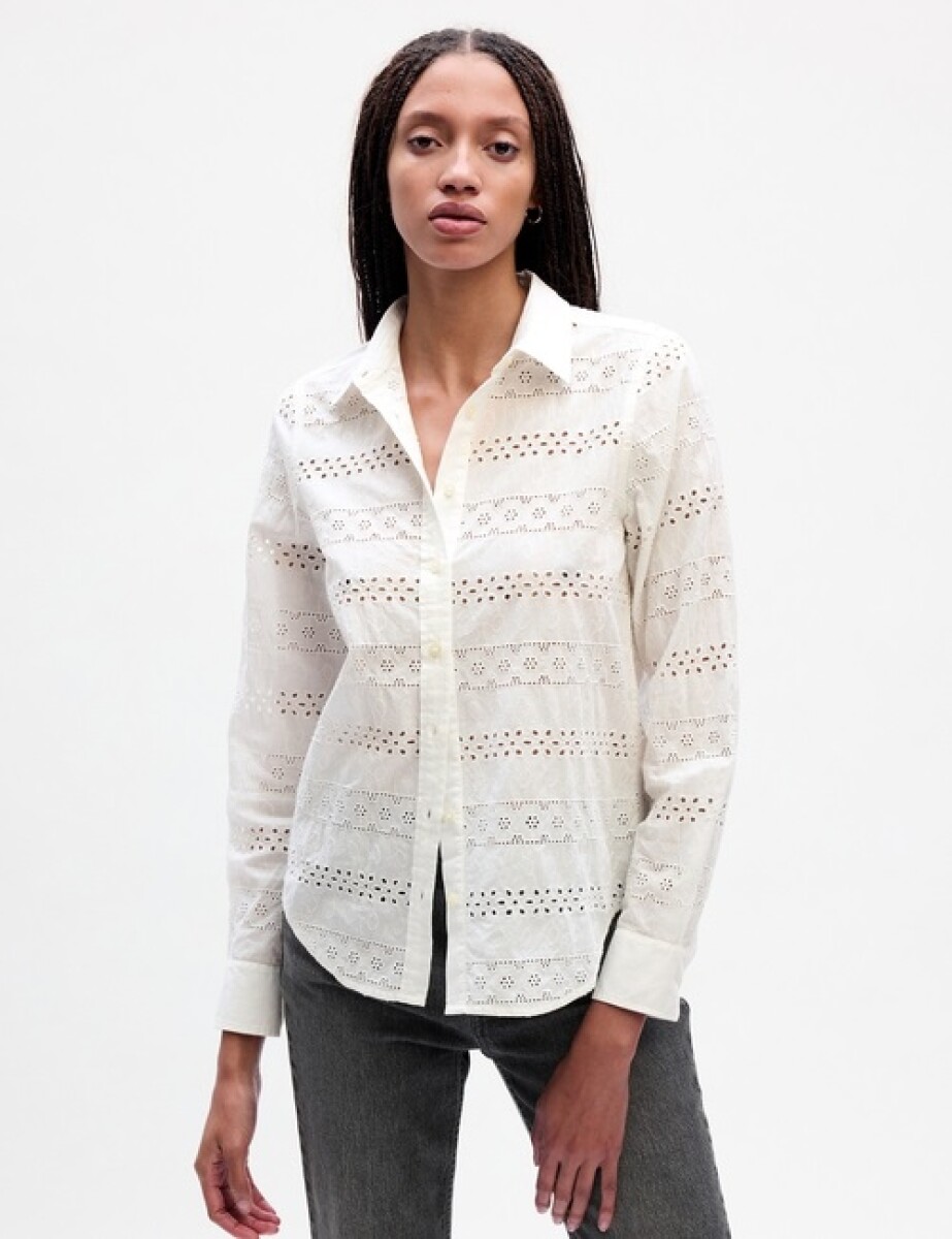 Camisa Broderie Mujer - New Off White 