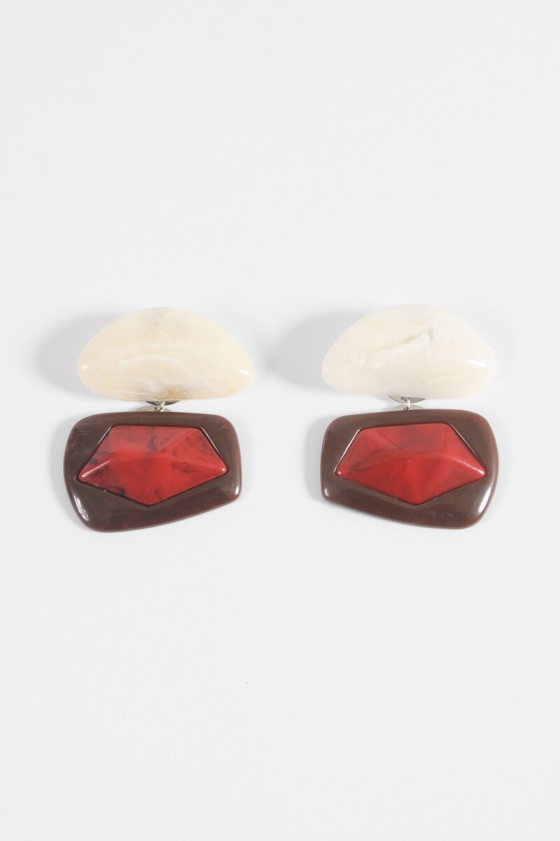 Caravanas resina doble dije multicolor