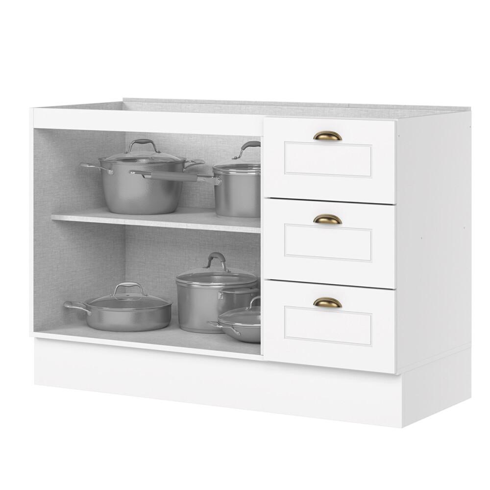 Bajo mesada 2 puertas 3 cajones - Linea Americana Blanco