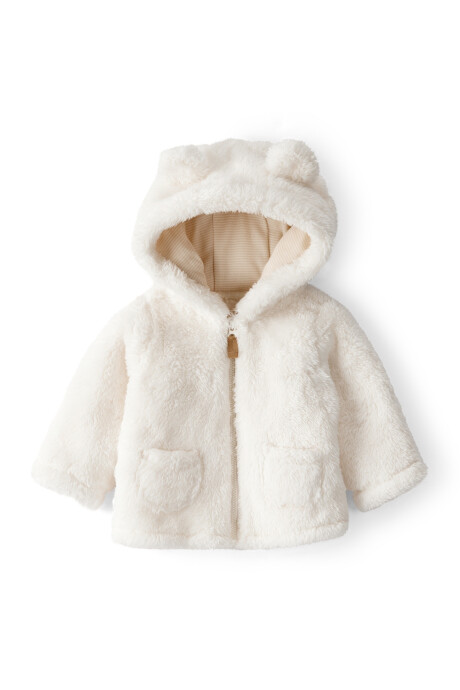 Campera de sherpa, con capucha, blanca Campera de sherpa, con capucha, blanca