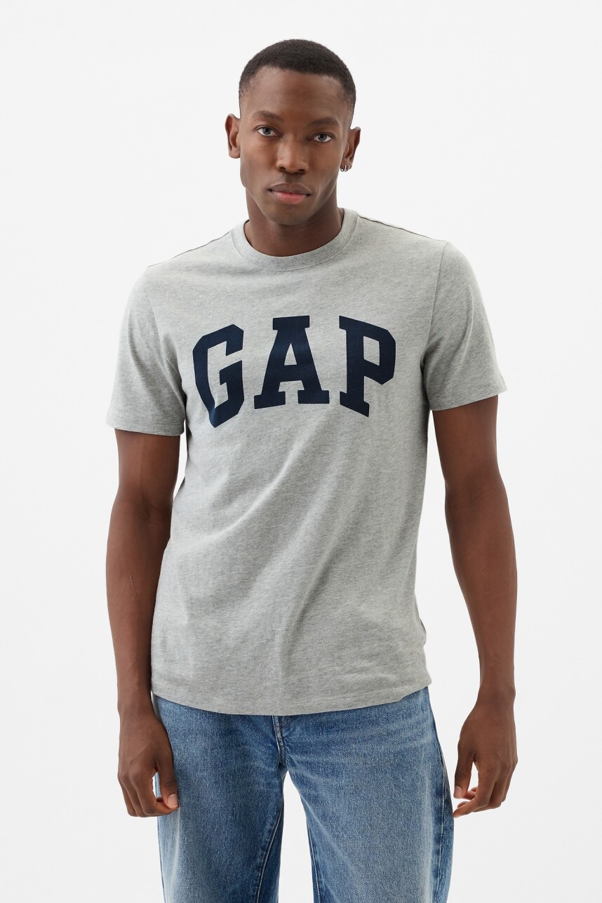 Remera Logo Gap Manga Corta Hombre Heather Grey