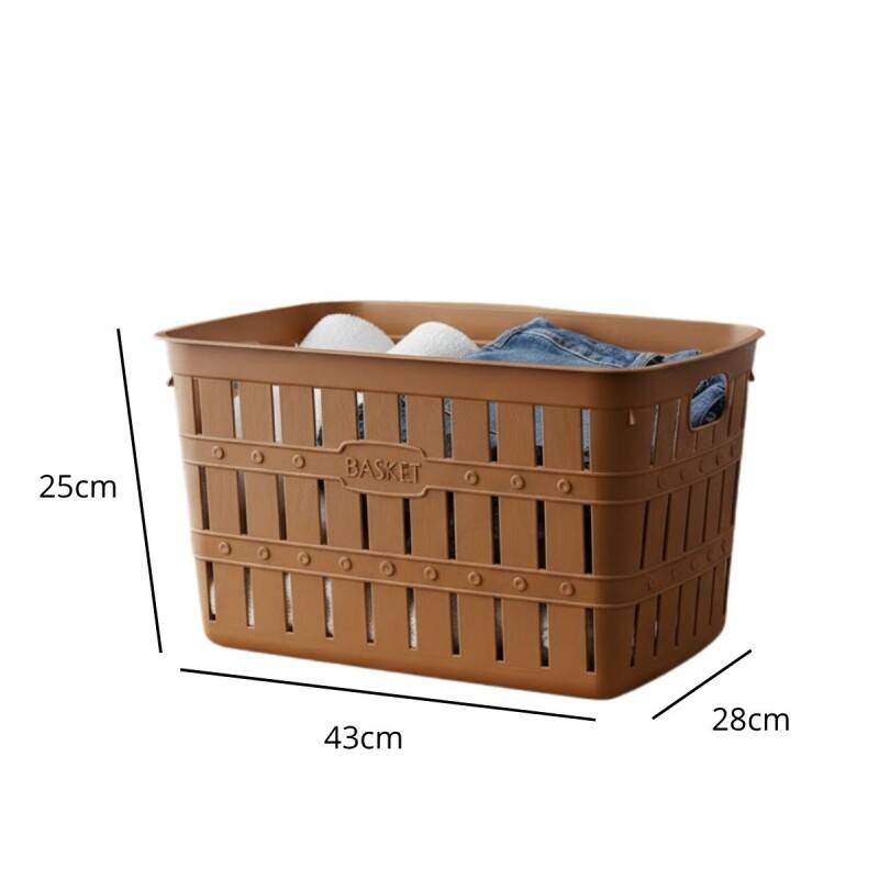 Cesto para ropa símil bambú 20 lts MARRON CLARO