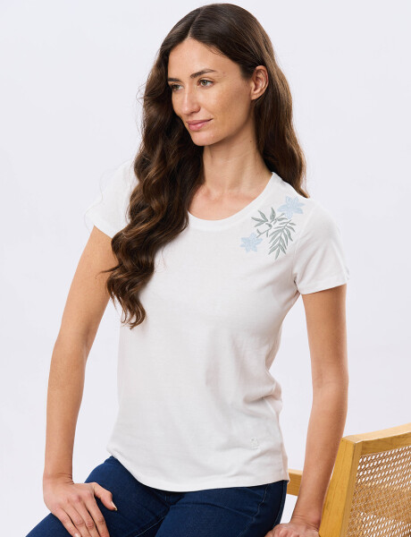 REMERA BORDADA DE ALGODÓN Blanco