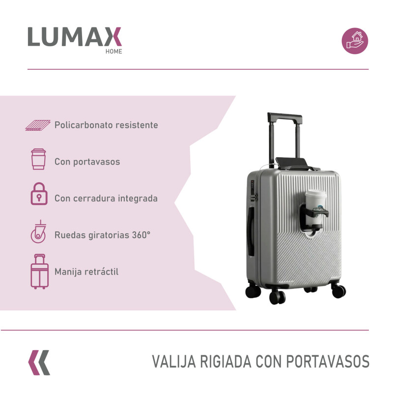 Valija rigida Lumax Sapporo con portavaso Gris