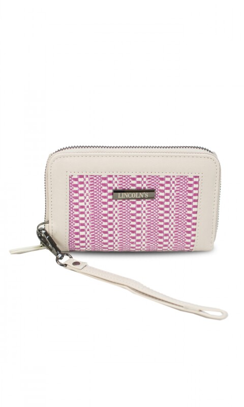 BILLETERA LORENZA TELAR MAGENTA Y CRUDO