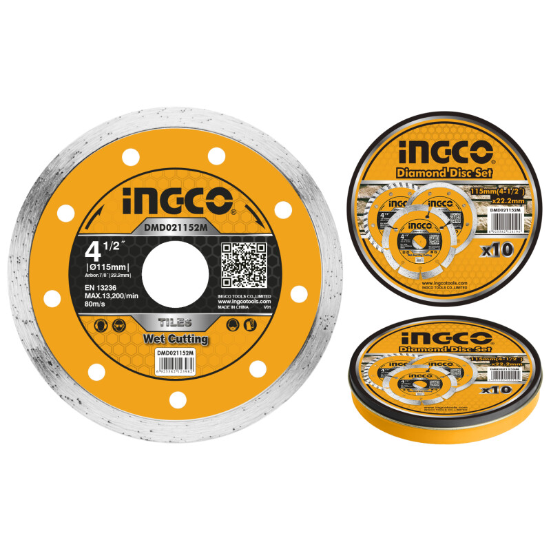 DISCO CONTINUO TURBO CERAMICA LATA X 10 PCS 4 1/2 X 22.2MM INGCO DMD021152M DISCO CONTINUO TURBO CERAMICA LATA X 10 PCS 4 1/2 X 22.2MM INGCO DMD021152M