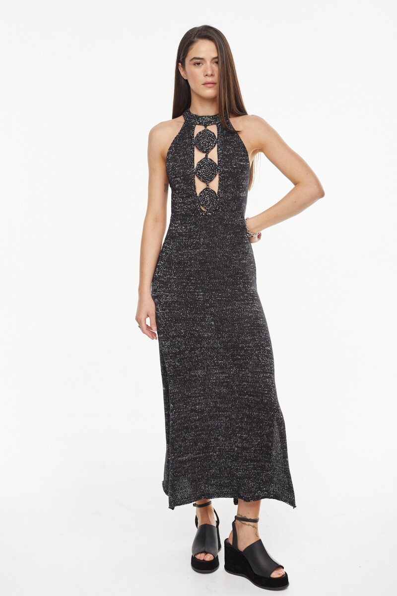 Vestido Espiral Negro Lurex