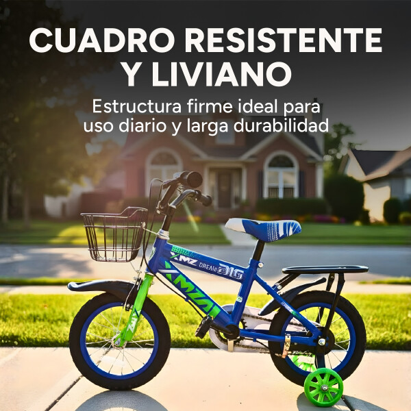 Bicicleta Infantil XMZ Rodado12 Canasto Parrilla Guardabarro Azul 1