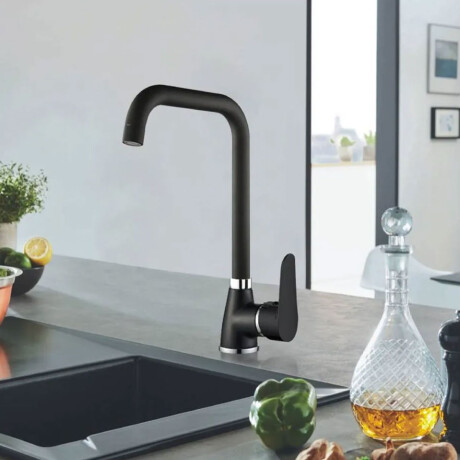 GRIFERIA COCINA MESADA DE ZINC EN NEGRO MATE NEGRO