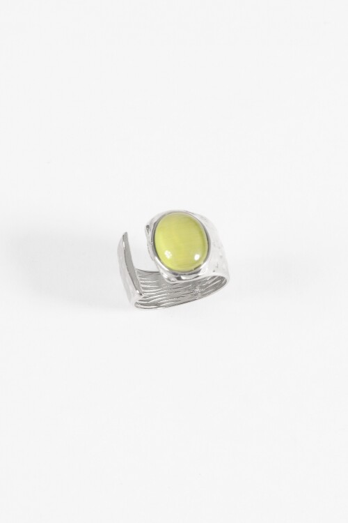 Anillo acero irregular piedra plateado