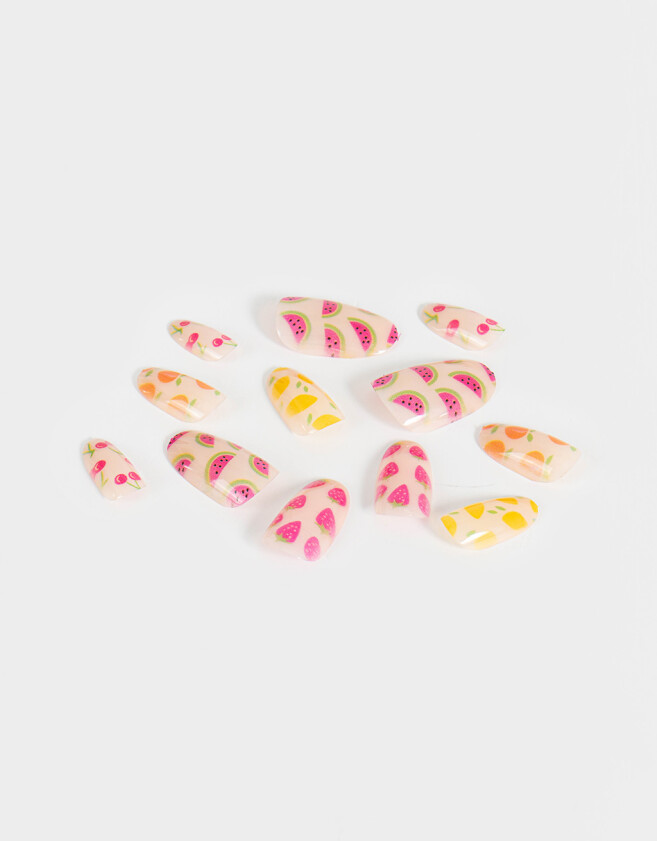 Nail Art It's giving... fresh start Uñas Postizas Con Diseño Frutas Almendradas - Combinacion Multicolor