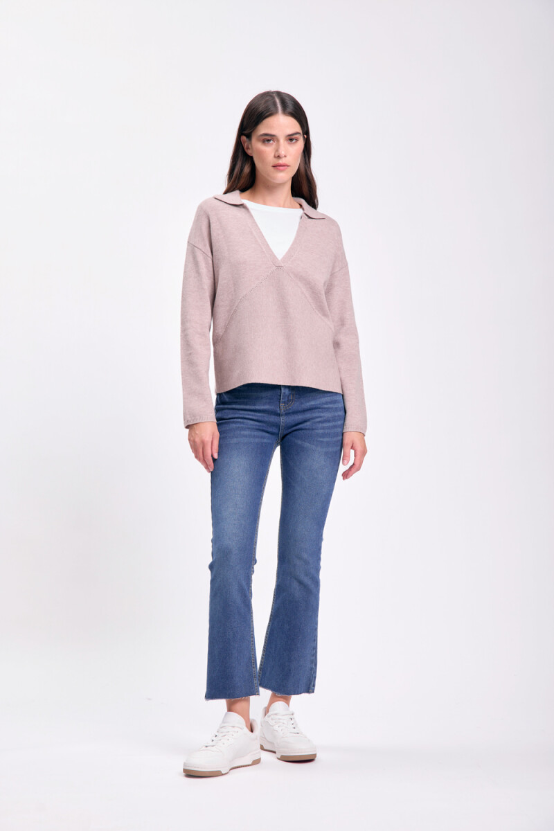 Pantalón jean cropped flare - Azul 