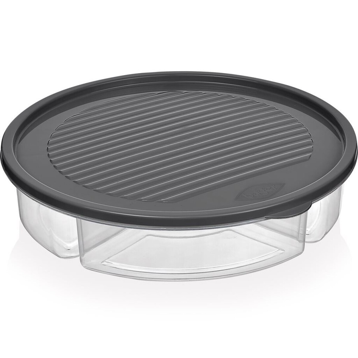 RECIPIENTE REDONDO 5 DIVISIONES 2000ML C/TAPA SURTIDO CELETE-GRIS-ROSA 25x25x5.5cms 