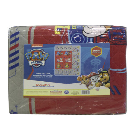Colcha Capitoneada 1 Plaza 100% Microfibra - Paw Patrol Rojo