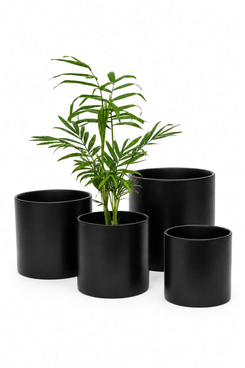 SET 4 MACETAS CERAMICAS - NEGRO 