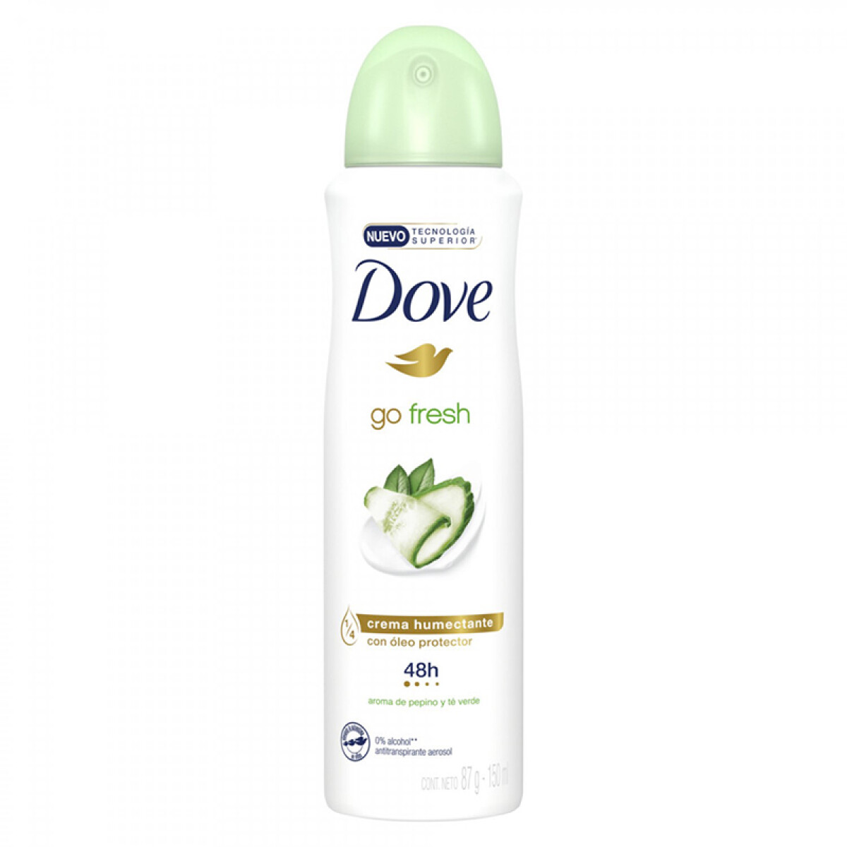 Desodorante en aerosol Dove 150 ml - go fresh pepino y te verde 