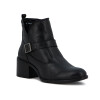Country Bota Mujer De Cuero Tira C/ Hebilla Y Taco Cuadrado Negro