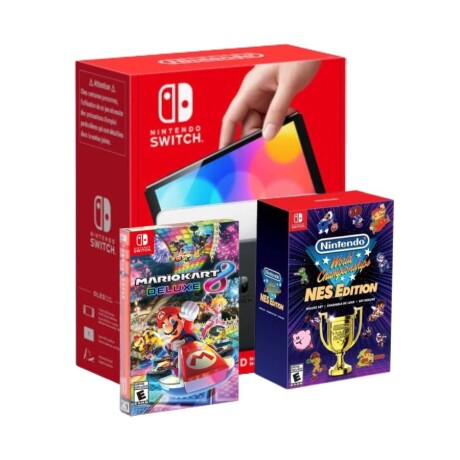 Nintendo Switch OLED + Mariokart 8 Deluxe físico + World Championship NES edition Nintendo Switch OLED + Mariokart 8 Deluxe físico + World Championship NES edition