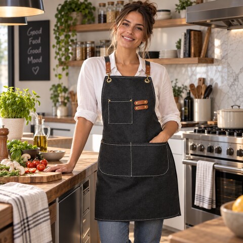 Delantal Gastronómico Unisex Jean Cocina Barbería Asado Chef IMBACK Color Negro Delantal Gastronómico Unisex Jean Cocina Barbería Asado Chef IMBACK Color Negro
