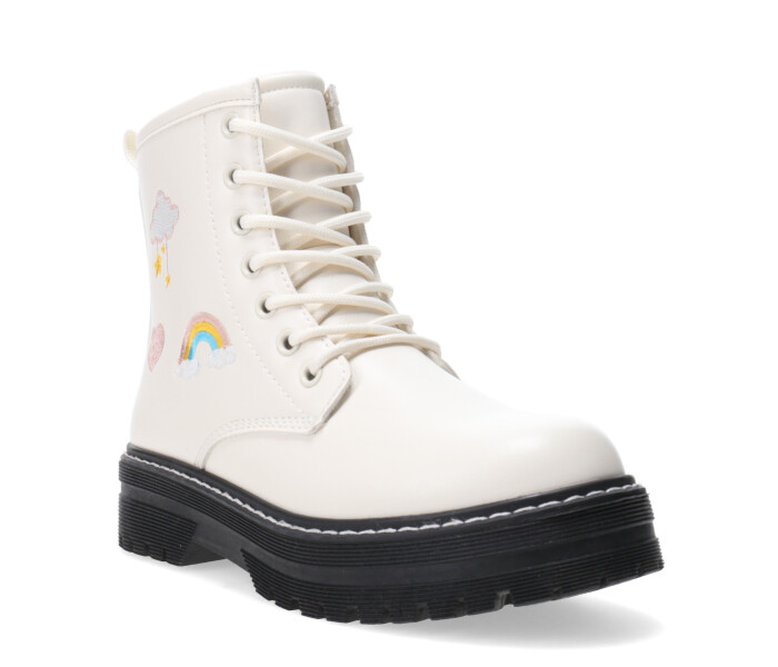 Botas de Niña MINI Miss Carol LEAVEN acordonada Blanco Hueso