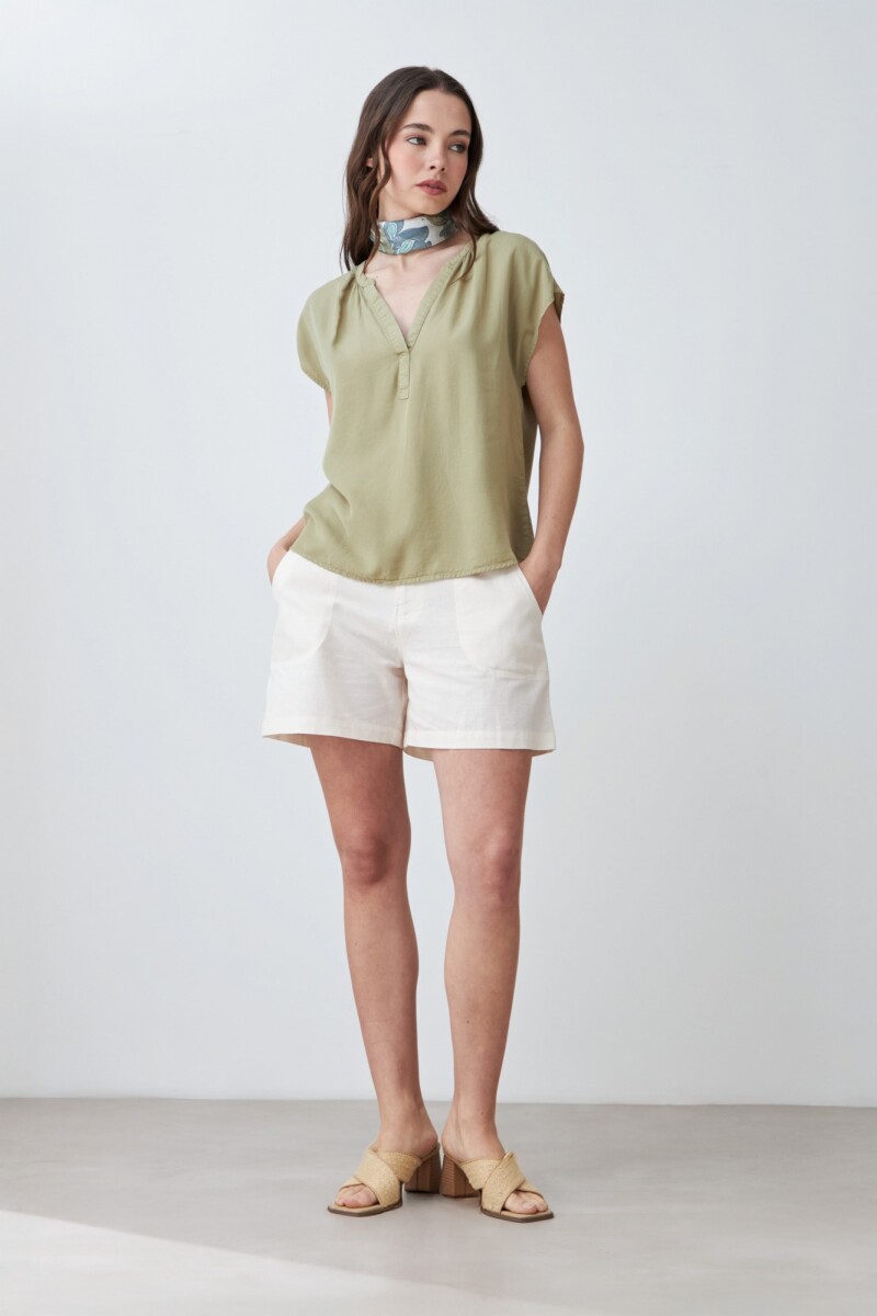 Blusa de lyocell verde oliva