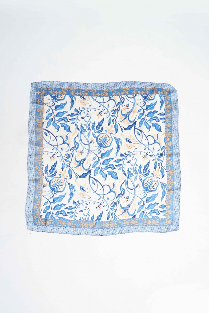 Pañuelo estampado floral azul francia