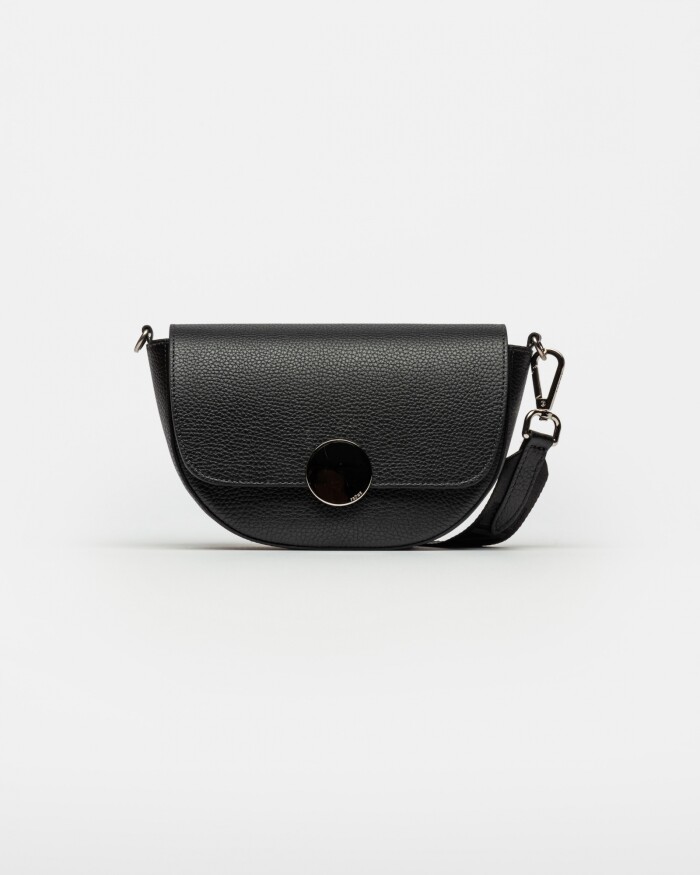 Bandolera The Circle En Cuero Graneado Negro