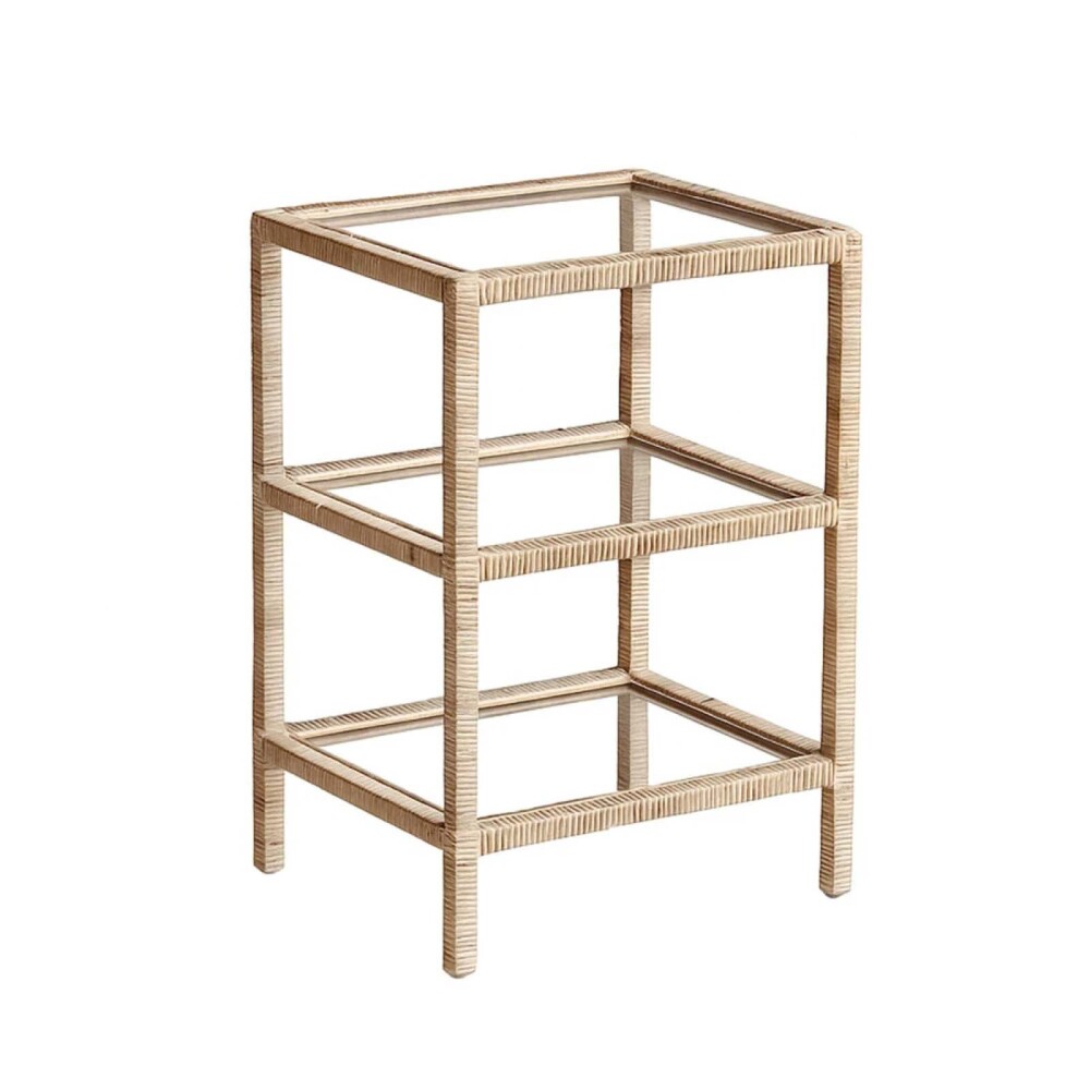 MESA AUXILIAR/LATERAL RATTAN-MADERA-Y-VIDRIO NATURAL-BEIGE VITTORIA NATURAL