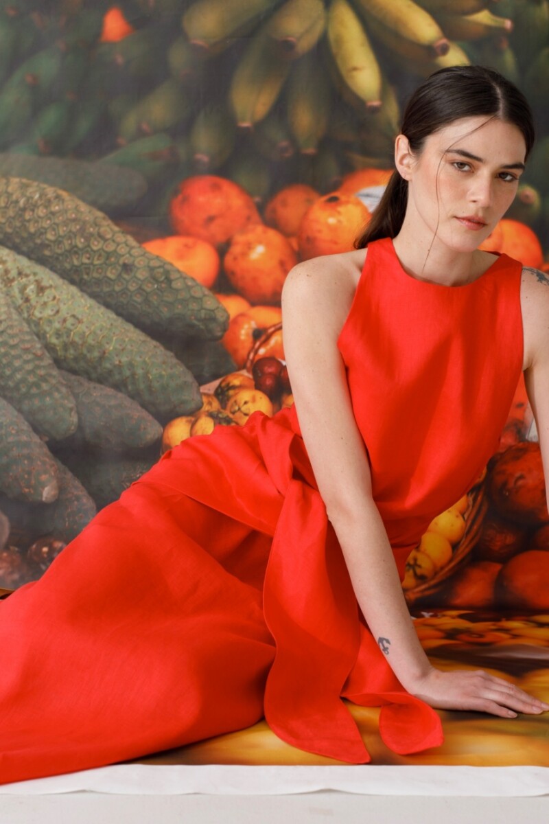 VESTIDO MANGO Rojo