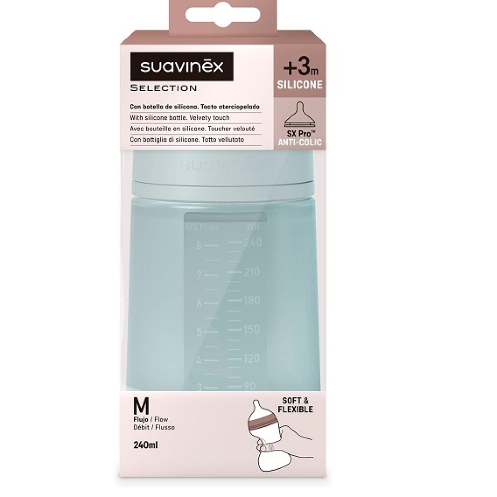 Biberón Silicona Fisiológico Suavinex Essence 240ml Celeste