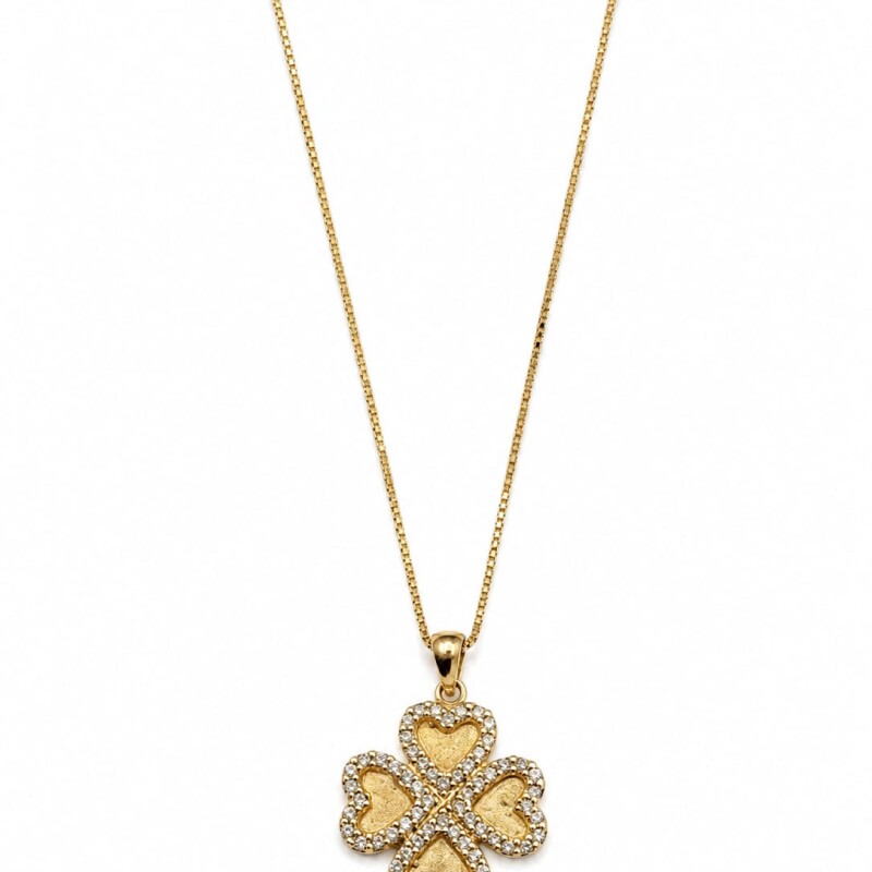 Cadena y colgante trébol con zirconias Cadena y colgante trébol con zirconias