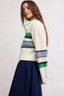 STRIPED GRETA HALF ZIP Blanco