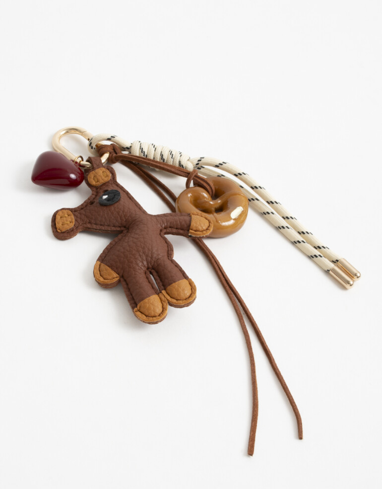 Llavero Cuero/PU Llavero Y Bag Charm Oso - Combinacion Multicolor