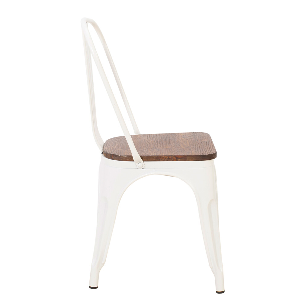 SILLA DE COMEDOR CY-2000W2 METAL BLANCO ESTILO TOLIX