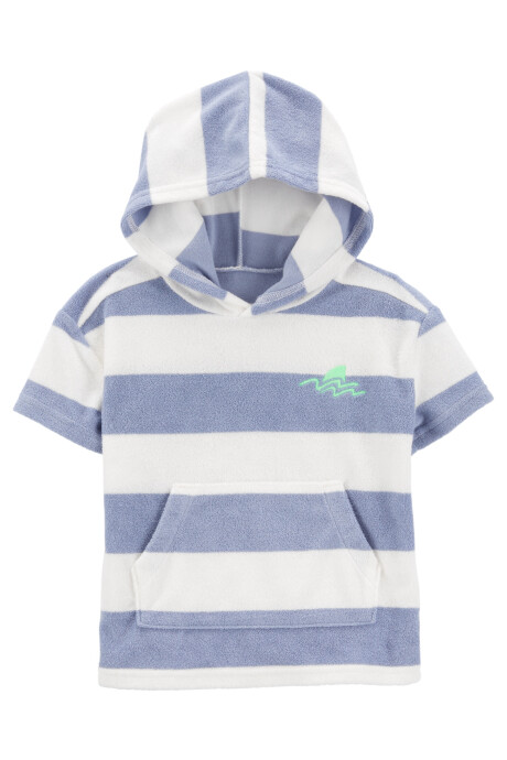 Remera de algodón terry, tipo canguro, diseño a rayas Sin color