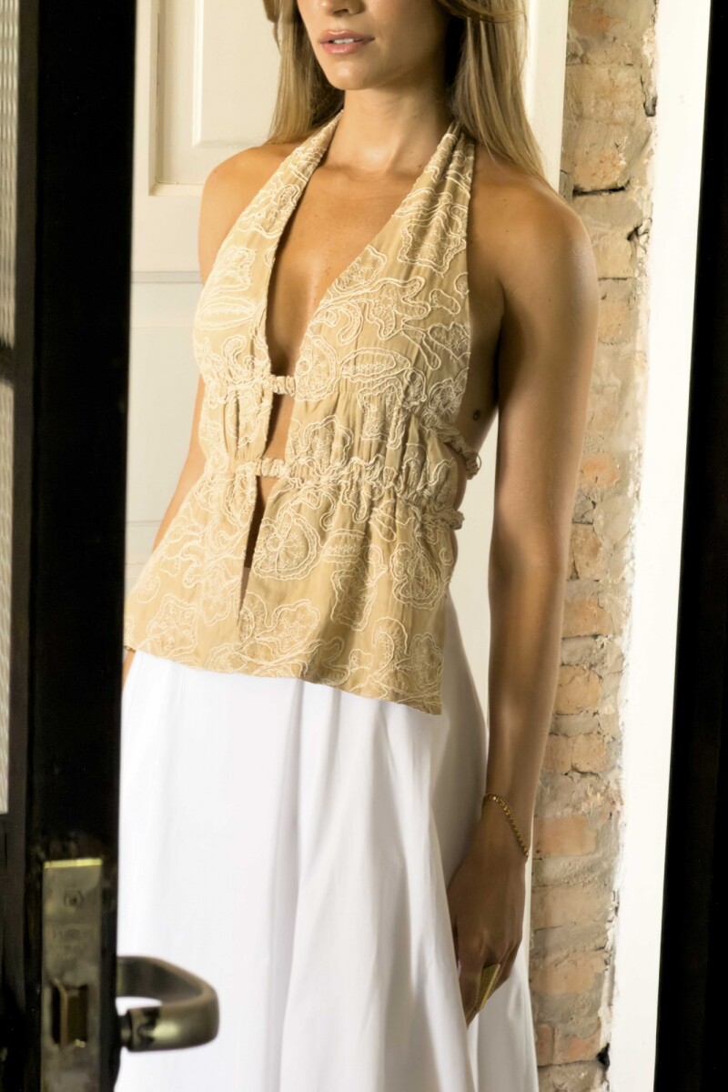 TOP IBIZA BRODERIE BEIGE TOP IBIZA BRODERIE BEIGE