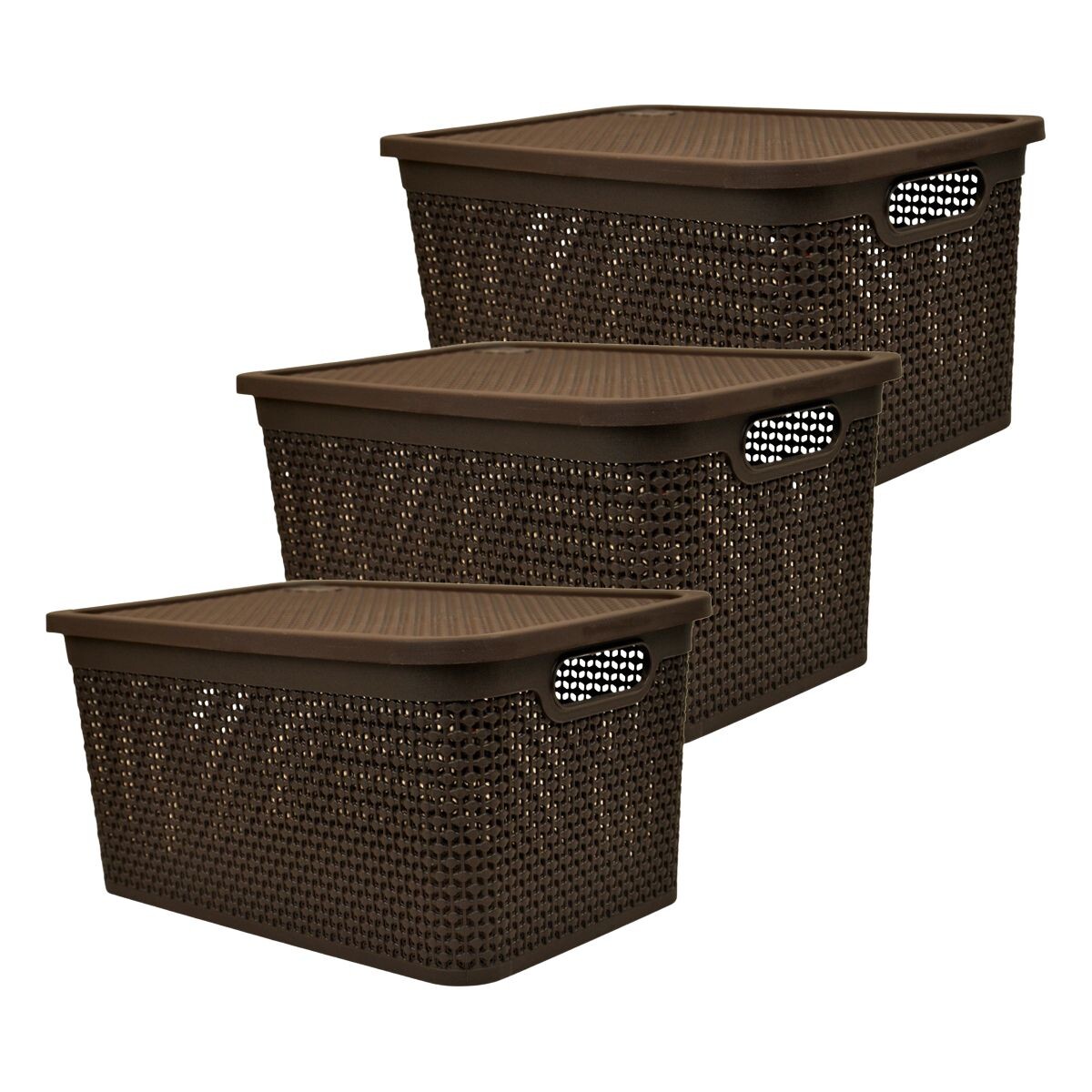 Set x3 Caja simil ratán 15 lts - CHOCOLATE 