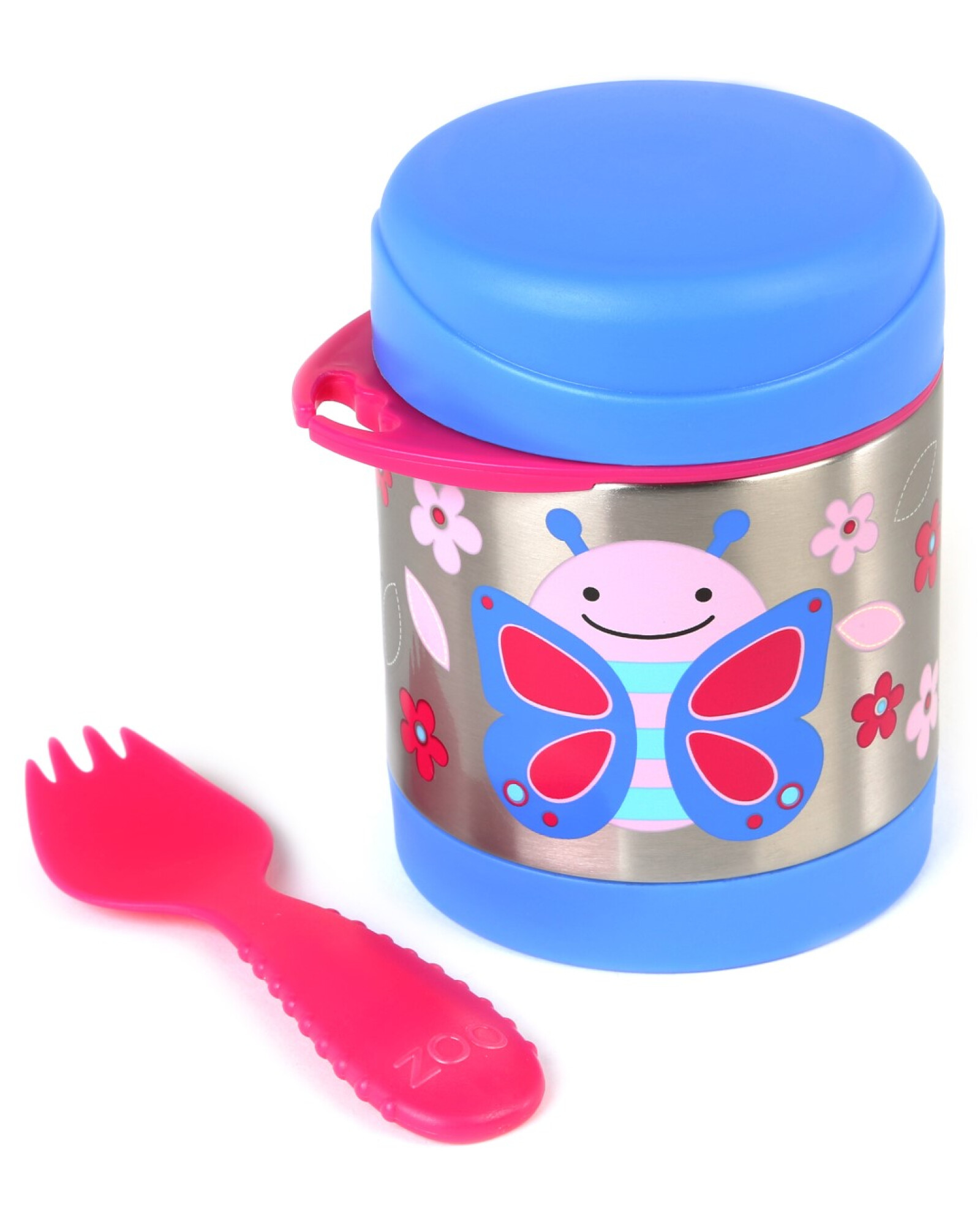 Tupper de acero inoxidable con cubierto diseño mariposa Tupper de acero inoxidable con cubierto diseño mariposa