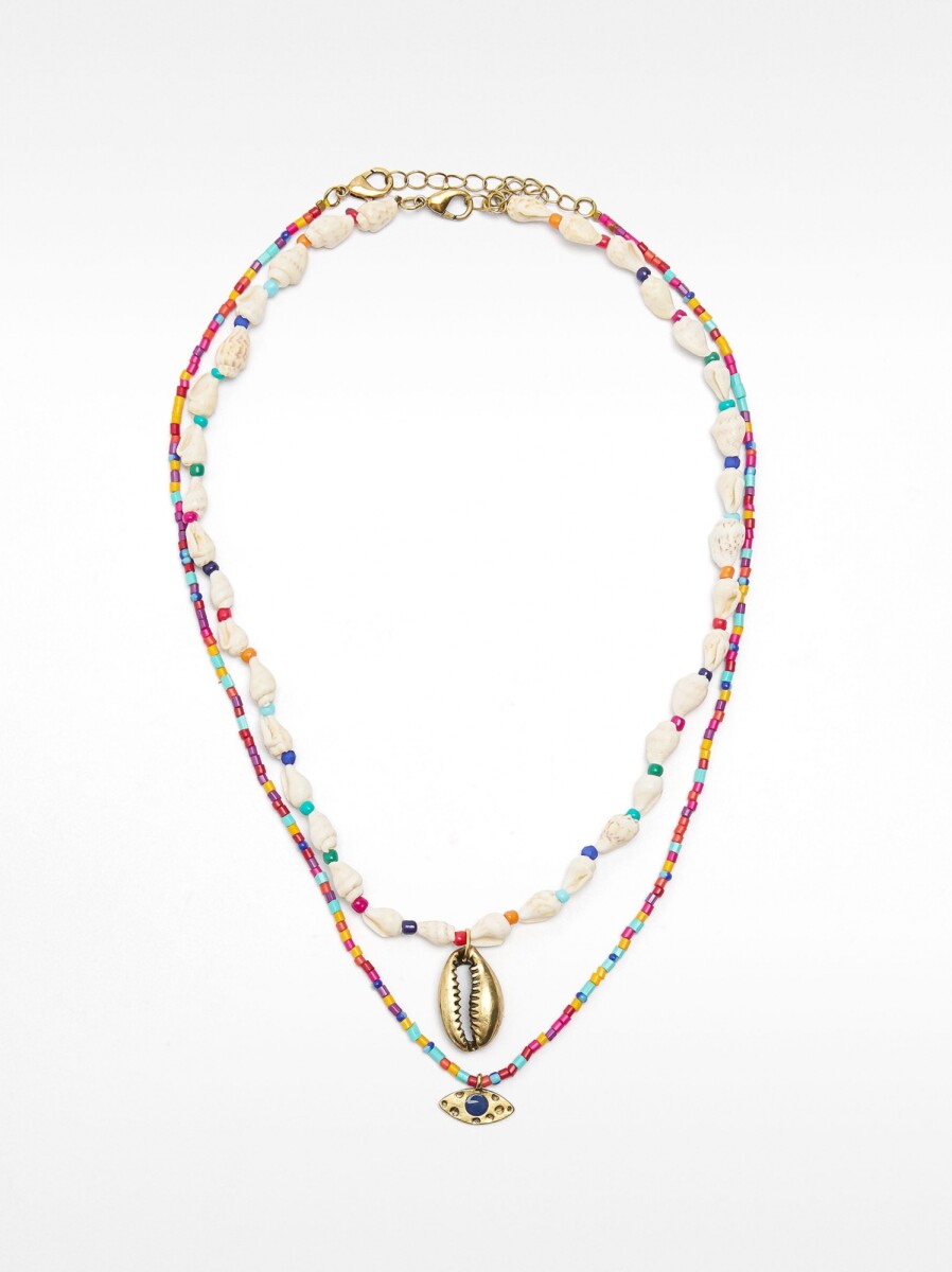 Set De Collares Con Conchas Y Cuentas Multicolor - multicolor 