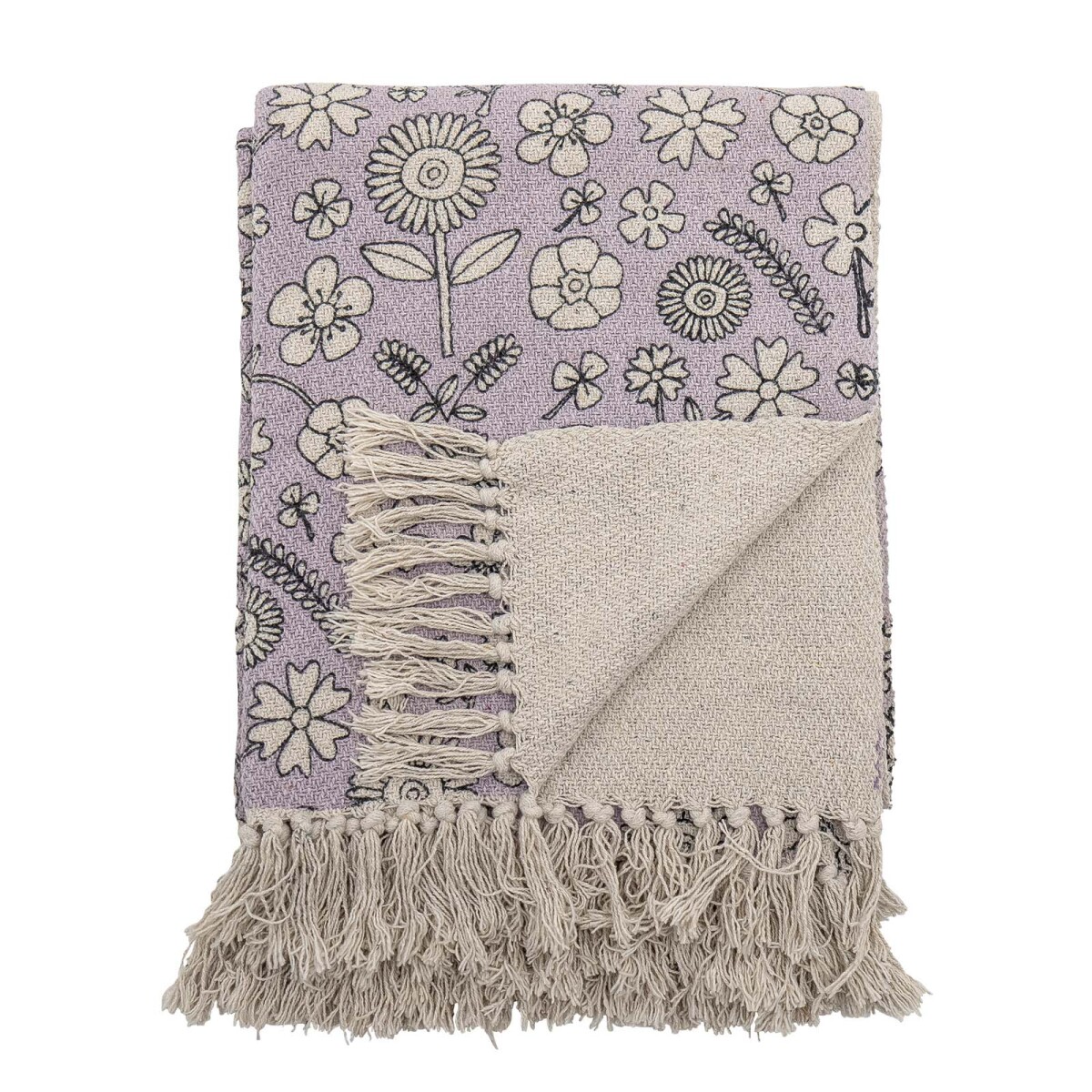 THROW KIDS - ALGODON-RECICLADO VIOLETA FLORES LILA 