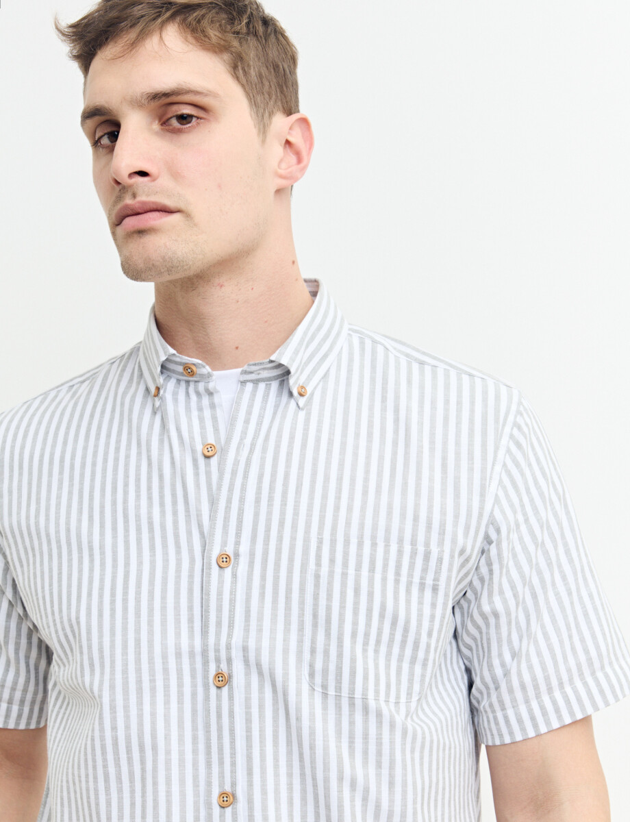 012635 CAMISA HARRINGTON LABEL Blanco/kaki