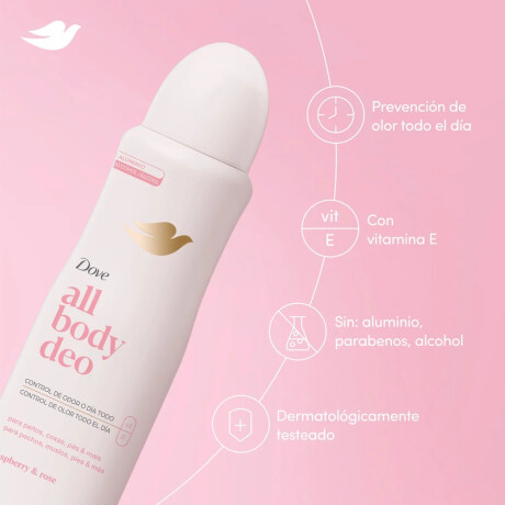Desodorante en Aerosol Dove All Body Deo Raspberry 150ml Desodorante en Aerosol Dove All Body Deo Raspberry 150ml