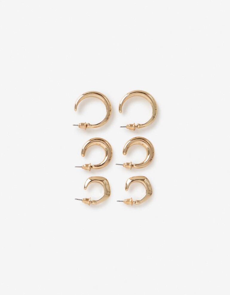 Aros Argollas Set Metal Set De Argollas Metal - Dorado