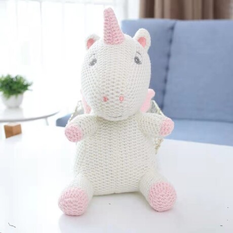 Peluches de Animales Tejidos Crochet c/ Cascabel Bebés Niños Unicornio