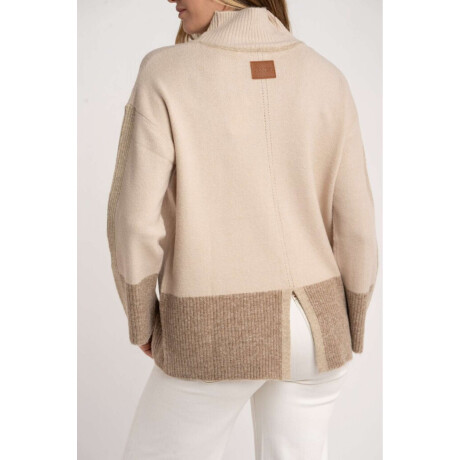 Polera Color Block Beige Melange