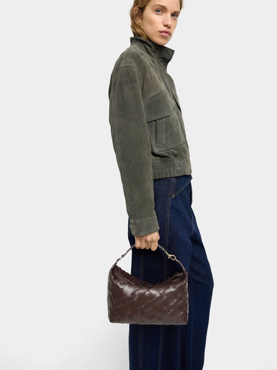 Bolso De Mano Trenzado marron