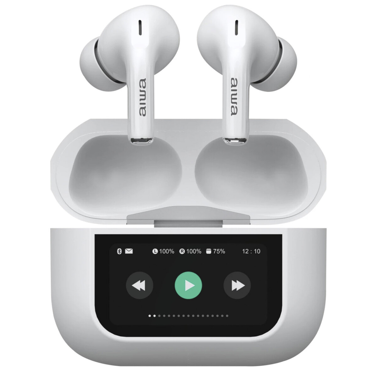 Auriculares Bluetooth con Estuche y Pantalla Aiwa AWTWSGPRO - White 