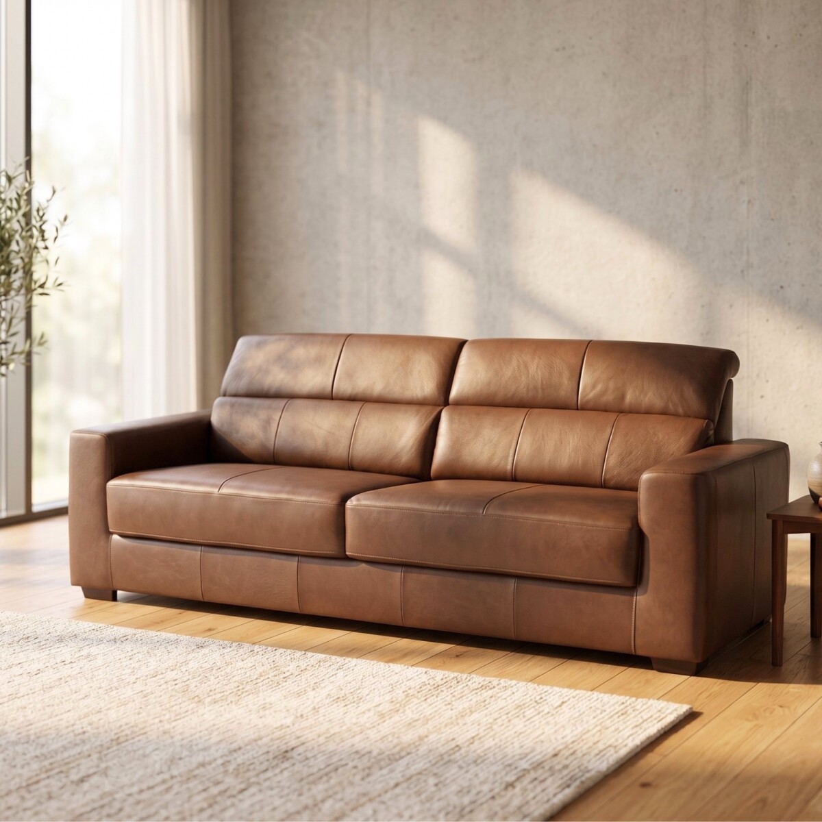 Sillón 100% Cuero - 3 Cuerpos - Sublime - Caramelo 
