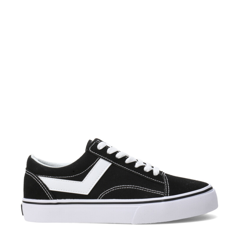 Championes Unisex PONY Championes Casual Lona Gamuza Negro - Blanco