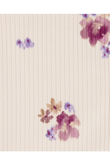 Blusa de algodón acanalado, sin mangas, diseño floral Sin color